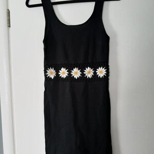 Forever 21 Black Mini Dress with Daisy Detail